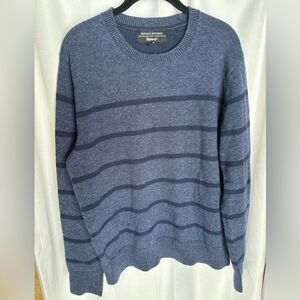 Banana Republic Merino Wool Blend Blue Striped Crewneck Sweater, Men's Size L